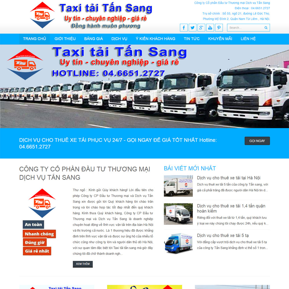 Mẫu website dịch vụ taxi nổi bật của WBT