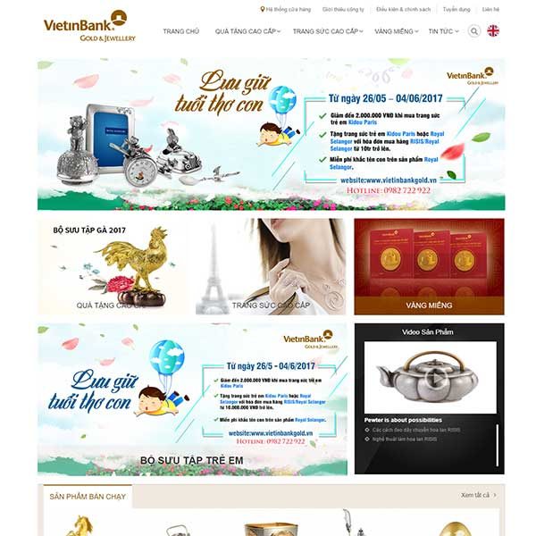Mẫu Website Vàng Bạc đá Quý Cao Cấp WBT1012