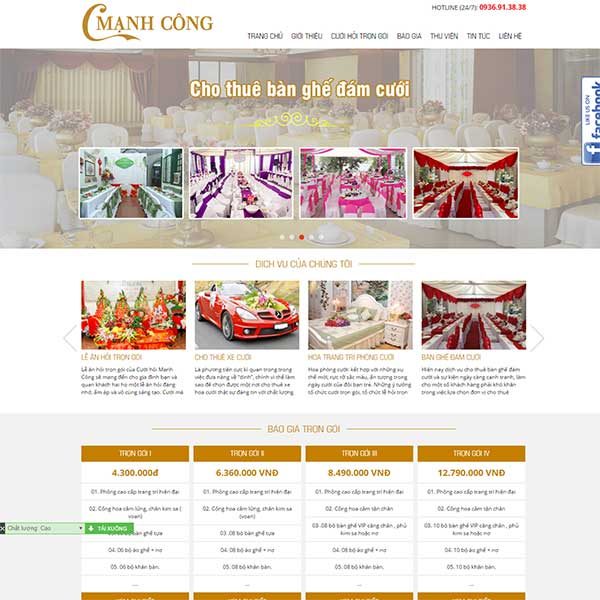 Mẫu Website Dịch Vụ Cưới Hỏi Trọn Gói WBT1025