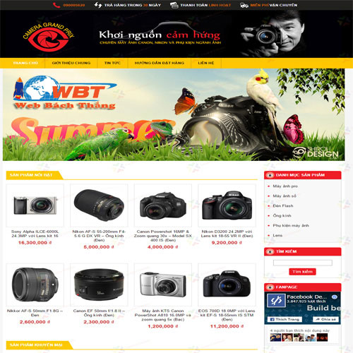 thiết kế web bán máy ảnh