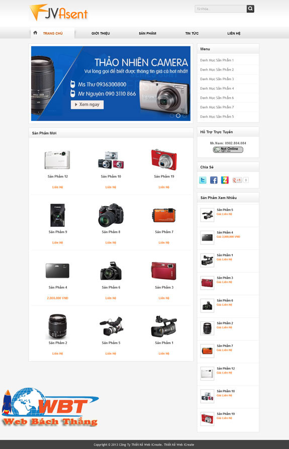 thiết kế web mua máy ảnh