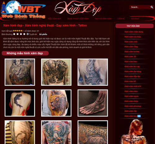 Thiết Kế Website Tattoo, Xăm Hình Nghệ Thuật Độc Đáo Đẳng Cấp