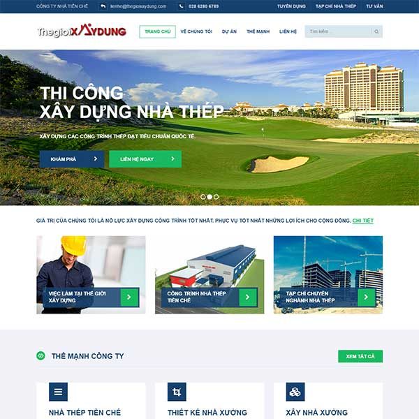 Mẫu Website Thế Giới Xây Dựng WBT1110