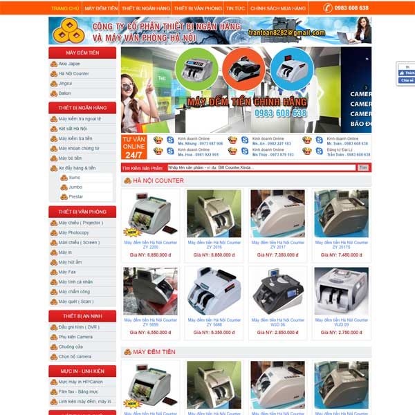 Website Bán Máy đếm Tiền Và Thiết Bị Văn Phòng WBT167