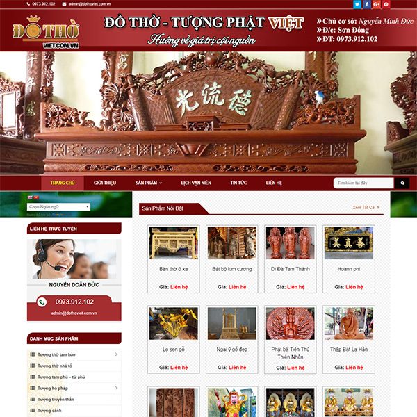Mẫu Website Tượng Phật đồ Thờ Việt WBT 1126