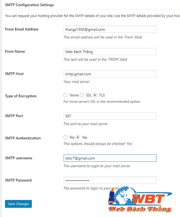 Hướng dẫn cấu hình SMTP của gmail cho website wordpress 10