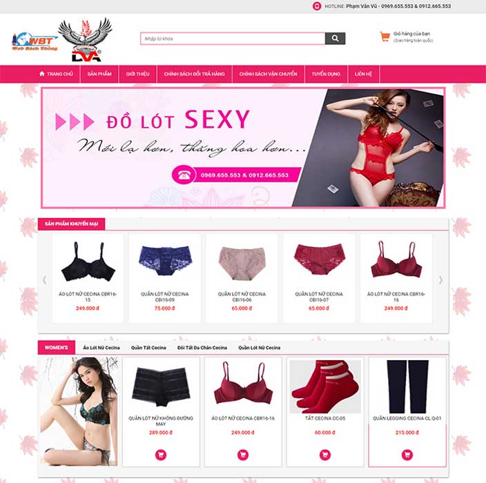 Thiết kế website bán đồ lót
