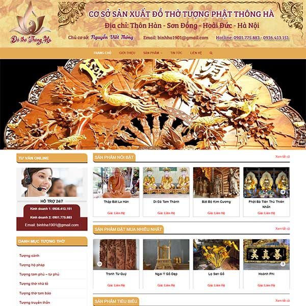 Mẫu Website đồ Thờ Tượng Phật Thông Hà