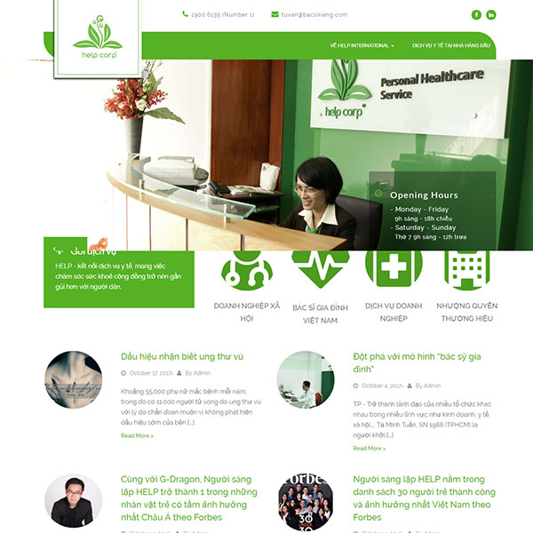 Mẫu website tư vấn sức khỏe online - Help Corp WBT1142