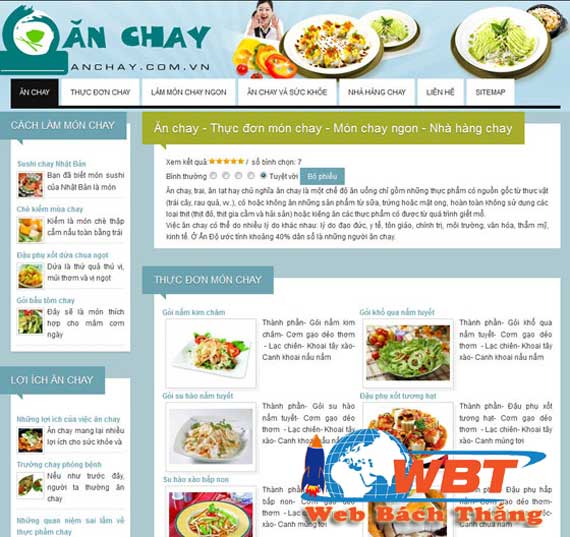 thiết kế website bán đồ ăn chay