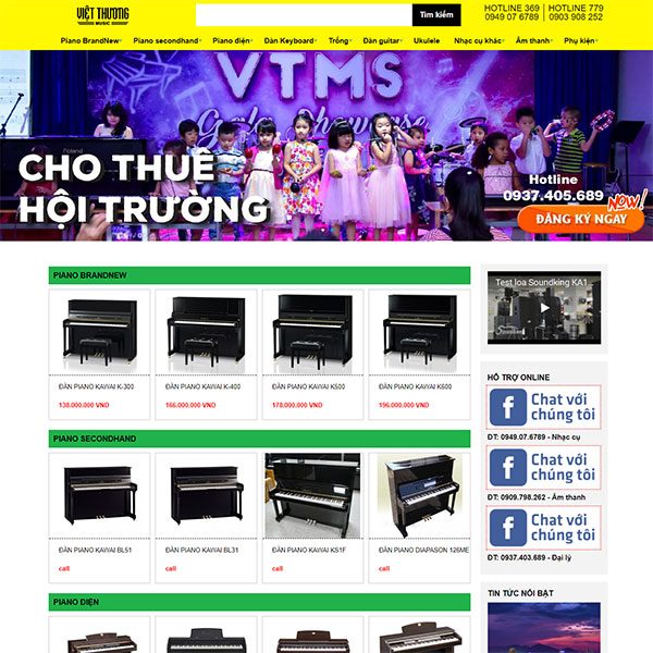 Mẫu Website Bán Các Loại Nhạc Cụ Việt Thương WBT1174