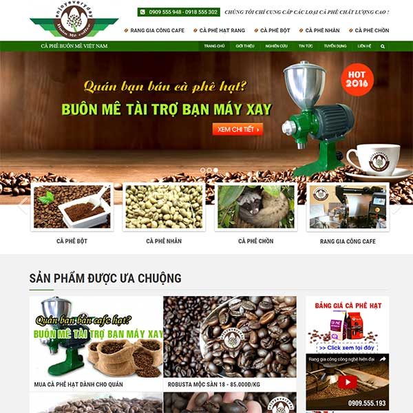 Mẫu Website Cà Phê Buôn Mê Việt Nam WBT1173