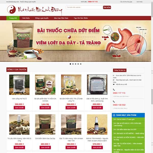 Mẫu Website Nhà Thuốc Mộc Linh Đường WBT1155