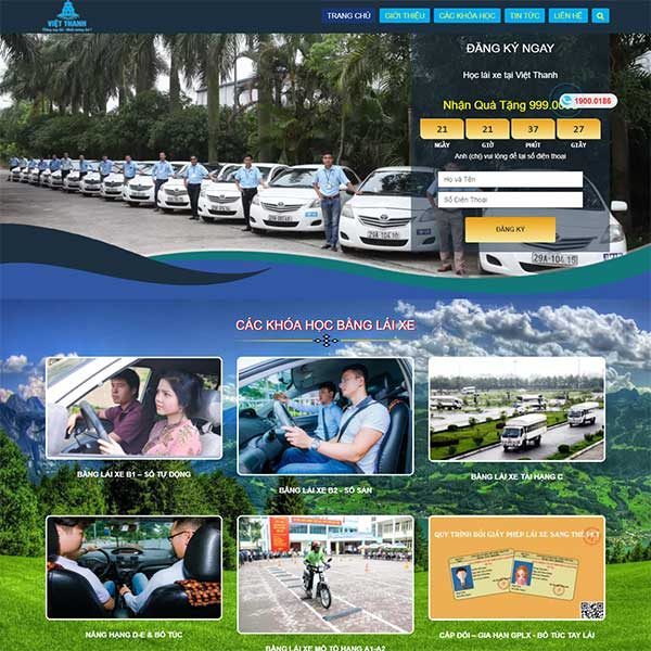 Mẫu Website Trung Tâm đào Tạo Lái Xe Việt Thanh WBT1144