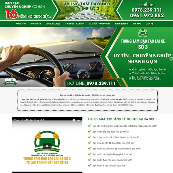 Mẫu Website Trung Tâm đào Tạo Lái Xe Số 3