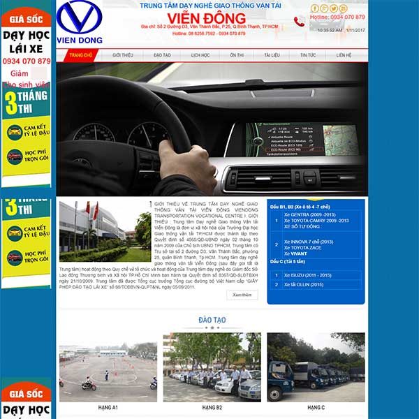 Mẫu Website Trung Tâm Dạy Nghề Giao Thông Vận Tải WBT1145