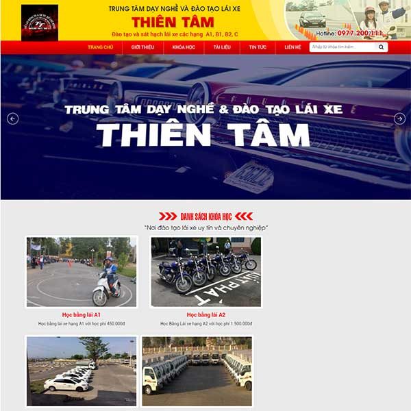 Mẫu Website Trung Tâm Dạy Nghề Và đào Tạo Lái Xe Thiên Tâm WBT1152