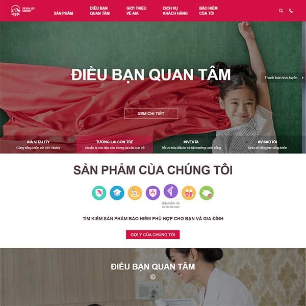 Mẫu Website Dịch Vụ Bảo Hiểm AIA Việt Nam WBT1179
