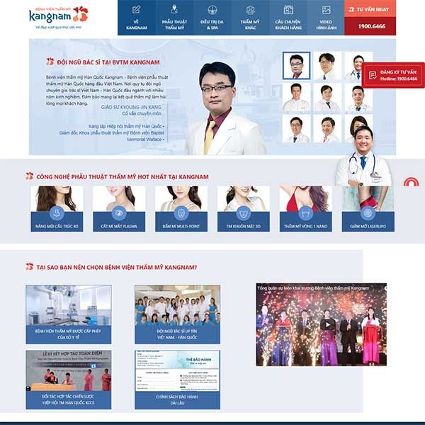 Mẫu Website Bệnh Viện Thẩm Mỹ Kangnam WBT1206