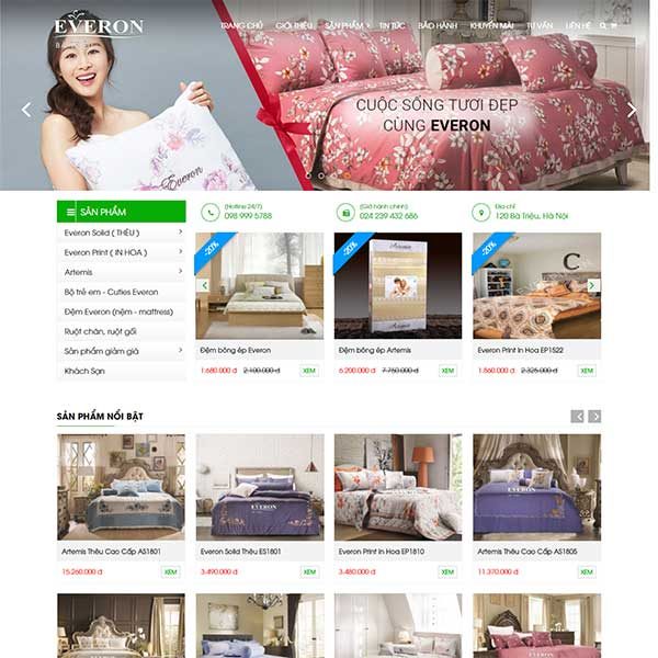 Mẫu Website Chăn Ga Gối đệm Everon Bà Triệu WBT1215