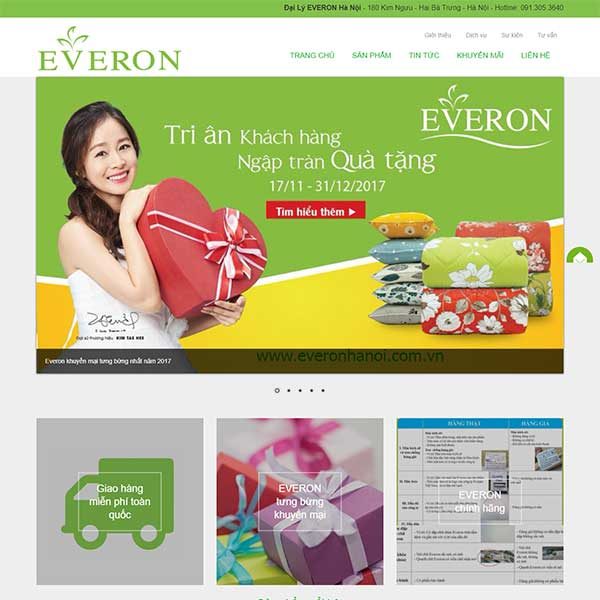 Mẫu Website Chăn Ga Gối đệm Everon Hà Nội WBT 1212