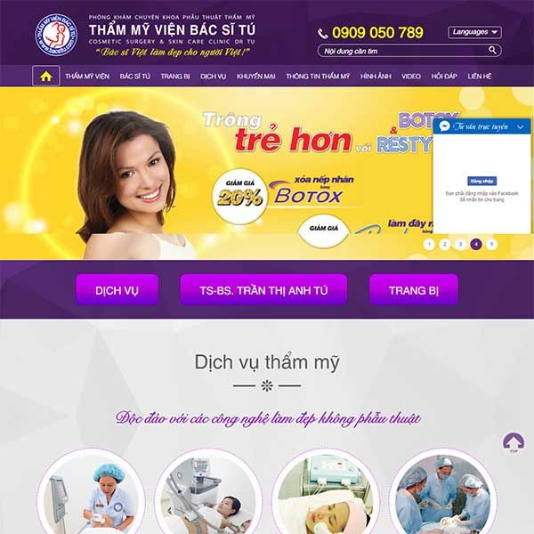 Mẫu Website Thẩm Mỹ Viện Bác Sỹ Tú WBT1205