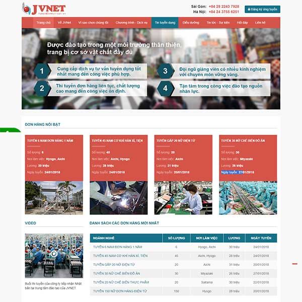 Mẫu Website Xuất Khẩu Lao động JVNET WBT1203