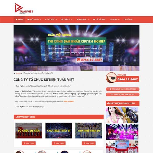 Mẫu Website Tổ Chức Sự Kiện Tuấn Việt WBT1188