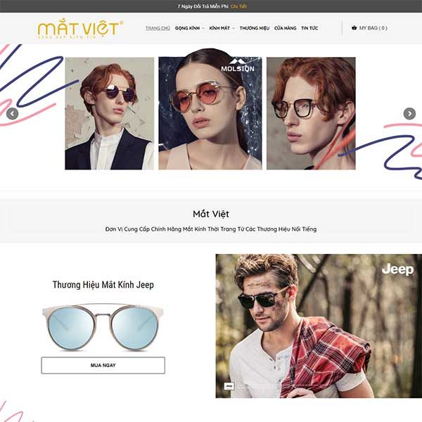 Mẫu Website Kính Mắt Thời Trang Chính Hãng WBT1258