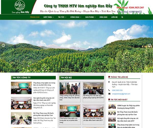 Mẫu Website Công Ty Lâm Nghiệp Kon Rẫy WBT1322