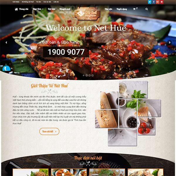 Mẫu Website Nhà Hàng ẩm Thực Nét Huế WBT1318