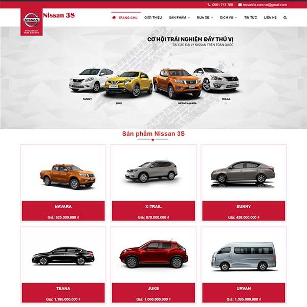 Mẫu Website Bán ô Tô Nissan 3s WBT1352