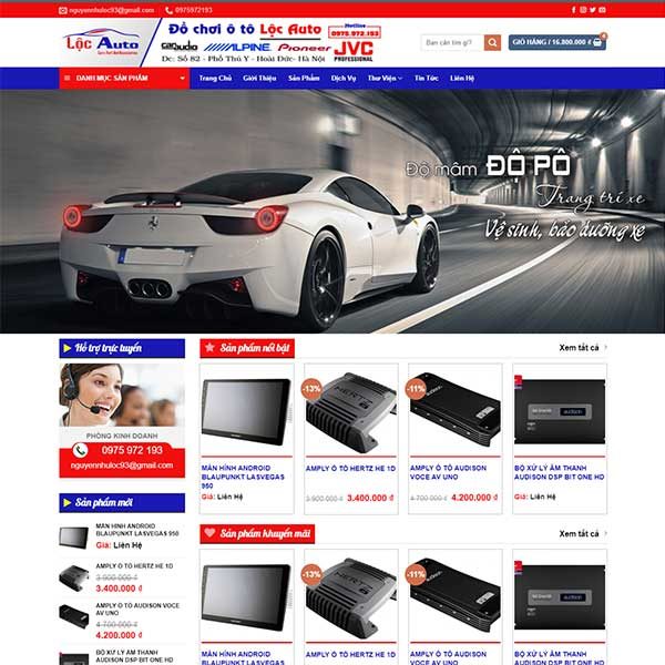 Mẫu Website đồ Chơi ô Tô Lộc Auto WBT1348