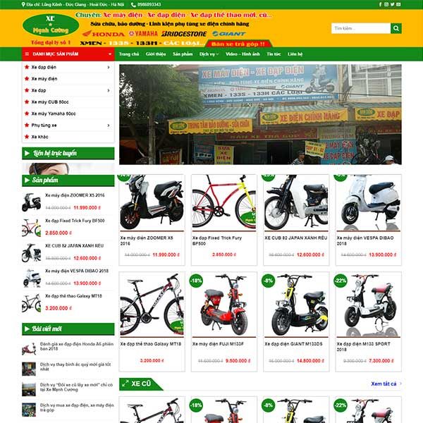 Mẫu Website Xe đạp điện - Xe Máy điện Mạnh Cường WBT1351