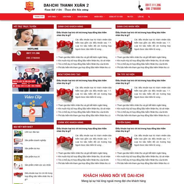 Mẫu Website Dịch Vụ Bảo Hiểm Dai-ichi Thanh Xuân WBT198