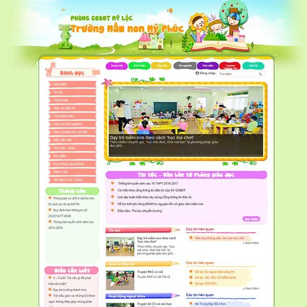Mẫu Website Trường Mầm Non WBT1373