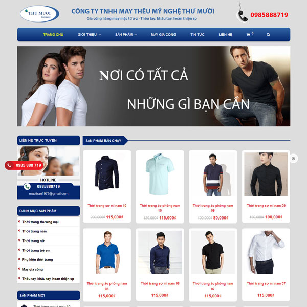 Mẫu website bán thời trang may thêu mỹ nghệ WBT237