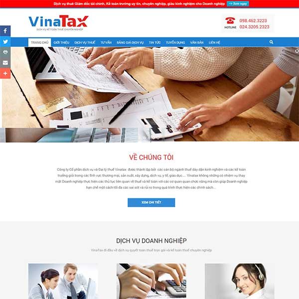 Mẫu Website Dịch Vụ Thuế WBT1416