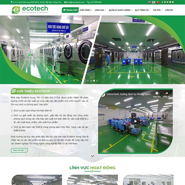 Mẫu Website Dịch Vụ Giặt Phòng Sạch VNEcotech WBT 1422