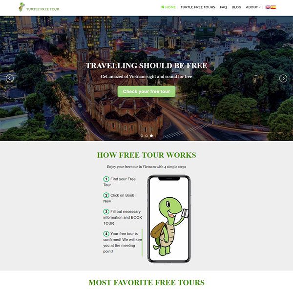 Mẫu Website Du Lịch Turtle Free Tour WBT 1425