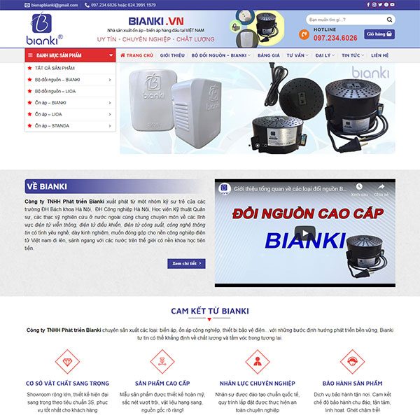 Mẫu Website Thiết Bị điện BIANKI WBT 1426