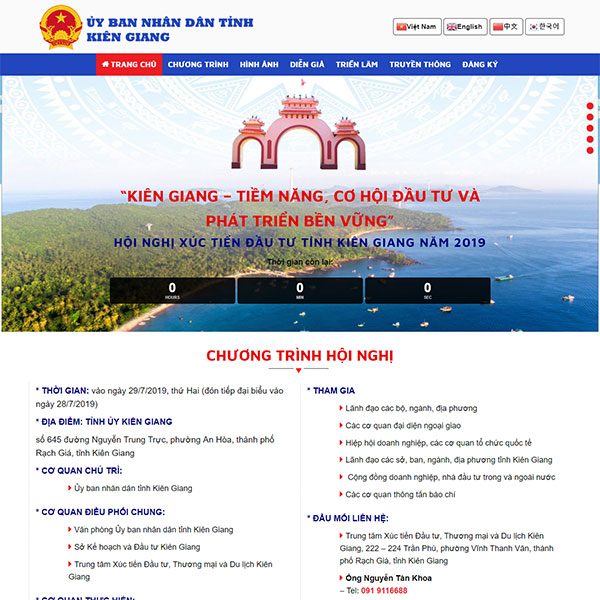 Mẫu Website Hội Nghị Kiên Giang Invest WBT 1427