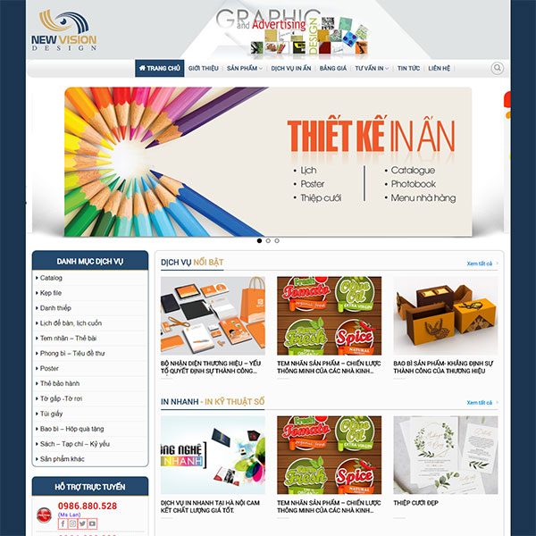 Mẫu Website In ấn Tầm Nhìn Mới WBT1435