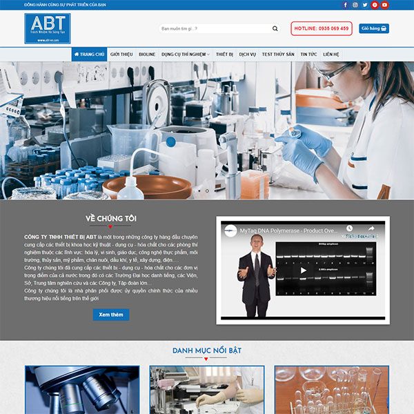 Mẫu Website Thiết Bị Dụng Cụ Thí Nghiệp ABT WBT1439
